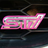 Шильд на решетку радиатора, STI, цвет розовый